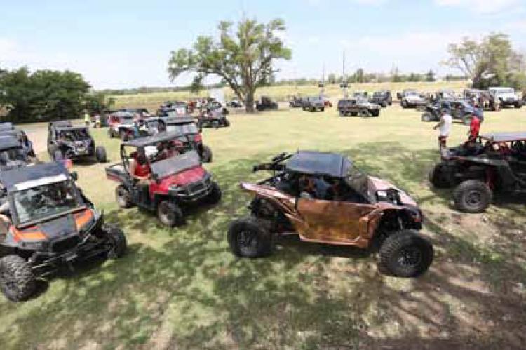 A wide array of utility vehicles line up for the 2024 Kanopolis poker run. KAREN BONAR/Ellsworth County Independent-Reporter