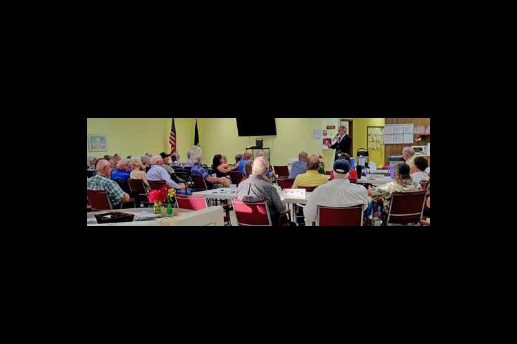 Democratic congressional candidate Adam Hamilton talks with the group gathered Oct. 9 at the Ellsworth Senior Center. Photos by CATHERINE DOUD/Ellsworth County Independent-Reporter