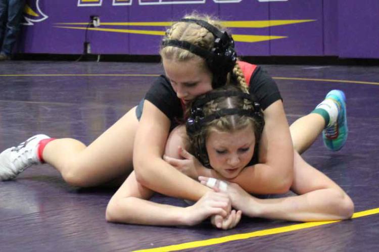 Kiya Schultz competes Dec. 6 at the at the WaKeeney-Trego Community Tournament. The girls’ team placed 29th at the tournament. Courtesy photo