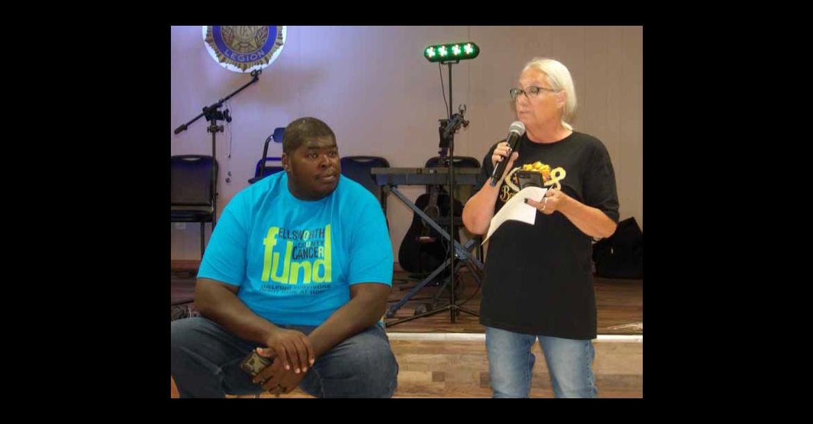 Cancer survivor Fred Smith with Deb Mog June 13 at the Ellsworth County Cancer Fund Community Appreciation Picnic at the American Legion. Photos by ALAN RUSCH/Ellsworth County Independent-Reporter
