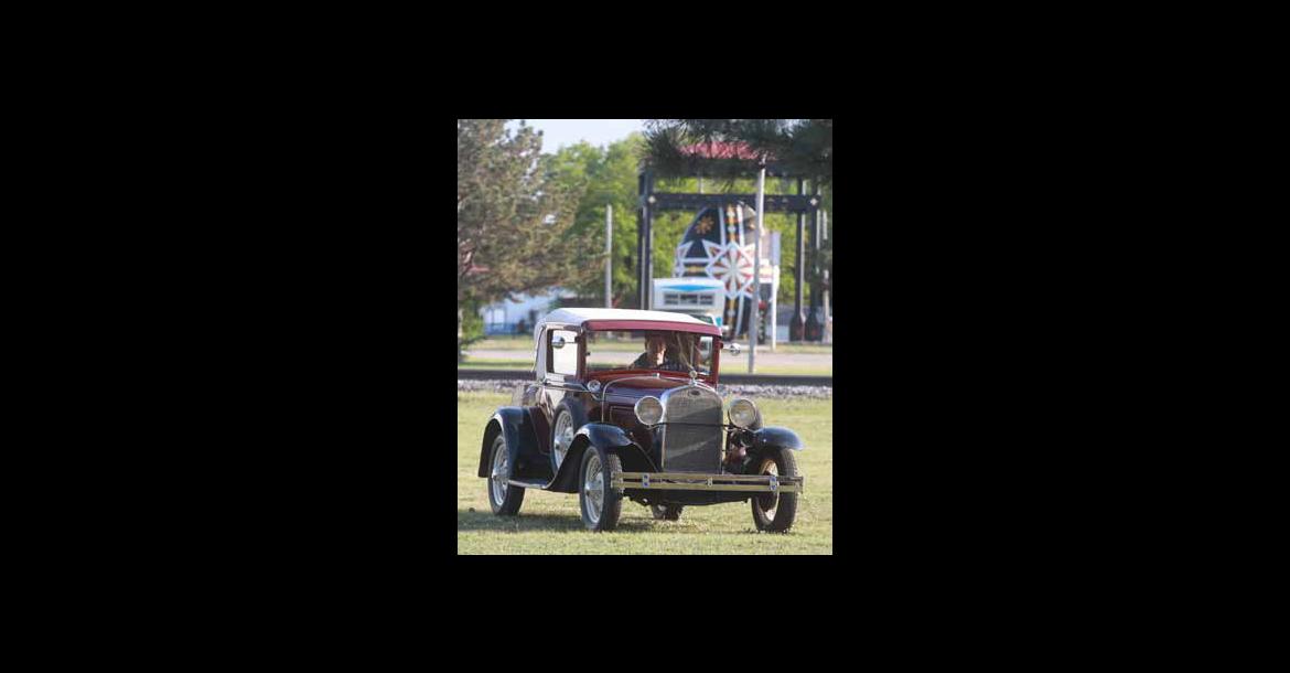 Great Bend resident John Vsetecka drives his 1930 Ford Model A Sport Coupe May 1 in Wilson. Photos by KAREN BONAR/Ellsworth County Independent-Reporter