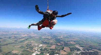 Eli Hernandez, bottom, on his tandem jump in Abilene. Courtesy photos