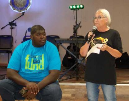 Cancer survivor Fred Smith with Deb Mog June 13 at the Ellsworth County Cancer Fund Community Appreciation Picnic at the American Legion. Photos by ALAN RUSCH/Ellsworth County Independent-Reporter