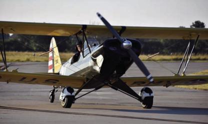 This experimental bi-plane taxis in early Saturday morning.