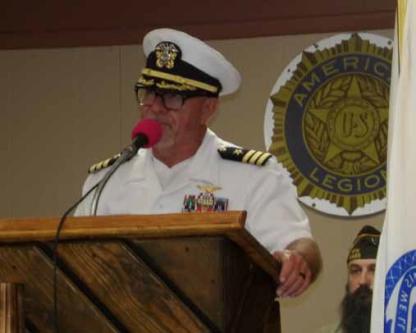 U.S. Navy Commander Robert Laubengayer, Ret., Ellsworth, gives the Memorial Day address. ALAN RUSCH/Ellsworth County Independent-Reporter