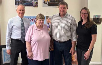 Ownership recently changed for the Ellsworth County Independent-Reporter. Pictured, from left, are Jeff Samuels, CFO of Morris Multimedia Inc., Sheryl Cheely, Mark Bitter and I-R editor/publisher Karen Bonar. Courtesy photo