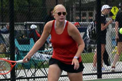 Hannah Vague placed sixth in singles. Her Saturday morning win over Conway Springs was instrumental in the team win.