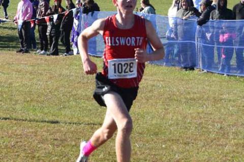 Hunter Kinsley competes at state cross country Nov. 1 at Rim Rock Farm near Lawrence.